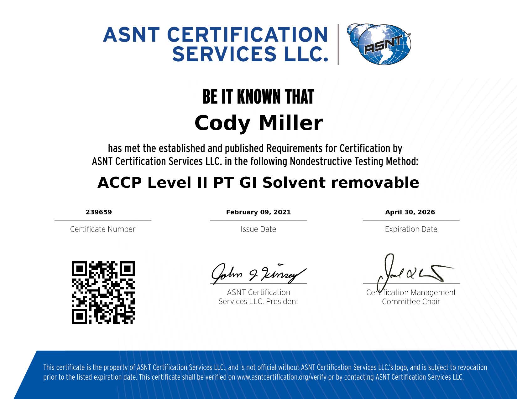 ACCP Level II PT Solvent Removable